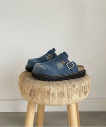 BARELY BLUE（ベアリーブルー）の「【 BARELY BLUE / ベアリーブルー 】 ダメージデザイン 厚底 サボ サンダル（サンダル）」