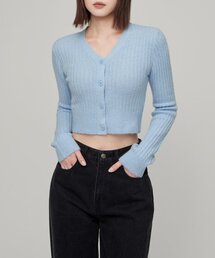 MUSINSA STANDARD WOMAN（ムシンサスタンダードウーマン）の「ウィメンズソフトブークルリブクロップカーディガン[スカイブルー]（カーディガン/ボレロ・レディース）」