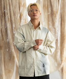 XTONZ（エクストーンズ）の「XTS037 ダーティカットオフストライプシャツ (アイボリー)（シャツ/ブラウス）」