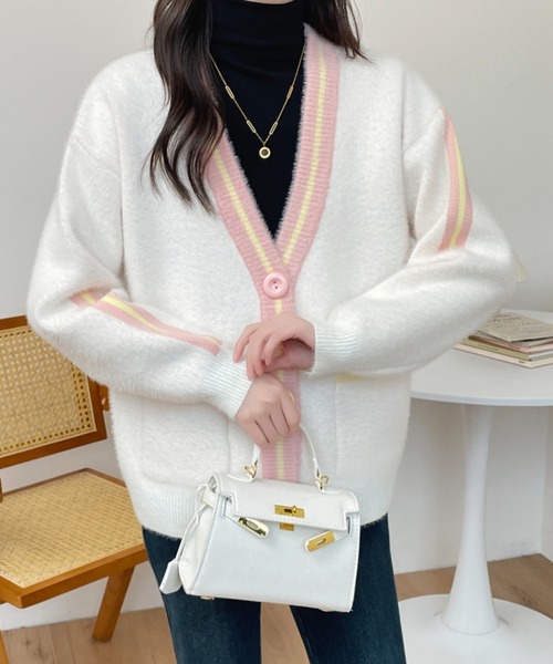 ABITOKYO（アビトーキョー）の「配色ラインシャギーニットカーディガン（カーディガン/ボレロ・レディース・ホワイト/ブラック・FREE）」の20枚目の写真