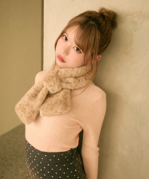 TITTY&CO.（ティティーアンドコー）の「レオパード柄フェイクファーマフラー（マフラー・レディース・ブラウン/ベージュ・FREE）」の13枚目の写真