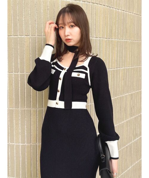 dazzlin(ダズリン)の「バイカラーニットワンピース(ワンピース・レディース・ブラック/オフホワイト/ブルー・FREE)」の18枚目の写真