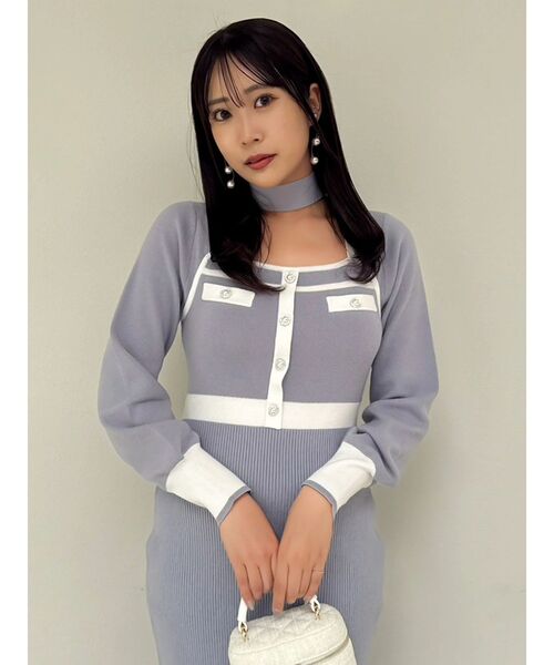 セール】バイカラーニットワンピース（ワンピース）｜dazzlin