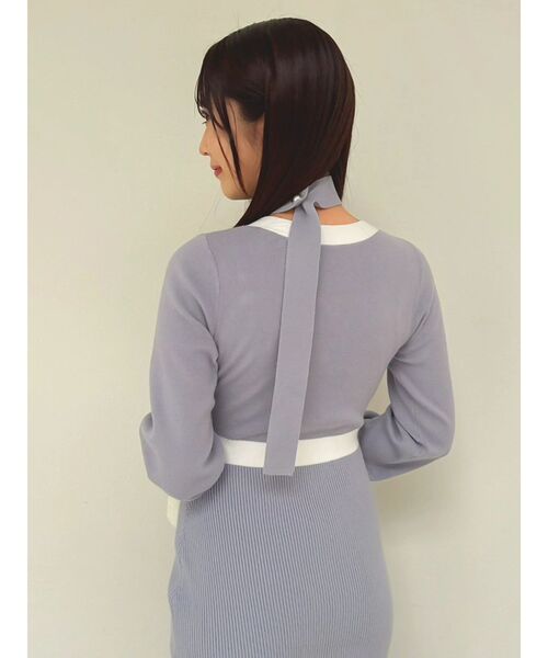 dazzlin(ダズリン)の「バイカラーニットワンピース(ワンピース・レディース・ブラック/オフホワイト/ブルー・FREE)」の8枚目の写真