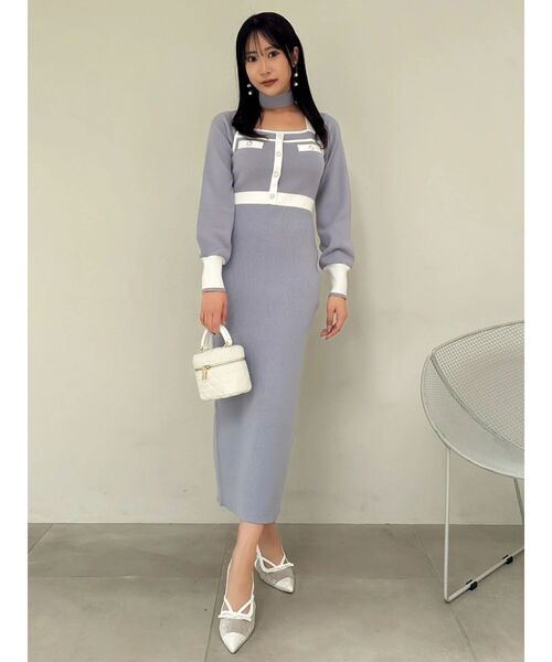 セール】バイカラーニットワンピース（ワンピース）｜dazzlin