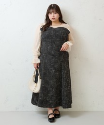 Louiosy】【大きいサイズ】バックリボンチュールティアードワンピ+
