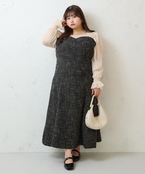 Louiosy(ルオシー)の「【大きいサイズ】シアー切り替えバックリボンマーメイドワンピース(ワンピース・レディース・ブラック系その他2/ブラック系その他/ブルー系その他・3L/X-LARGE/4L)」の12枚目の写真