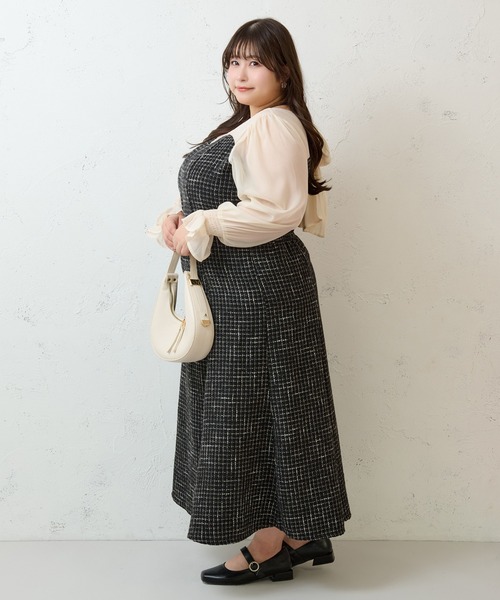 Louiosy(ルオシー)の「【大きいサイズ】シアー切り替えバックリボンマーメイドワンピース(ワンピース・レディース・ブラック系その他2/ブラック系その他/ブルー系その他・3L/X-LARGE/4L)」の13枚目の写真