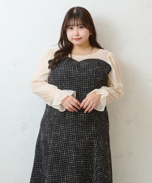 Louiosy(ルオシー)の「【大きいサイズ】シアー切り替えバックリボンマーメイドワンピース(ワンピース・レディース・ブラック系その他2/ブラック系その他/ブルー系その他・3L/X-LARGE/4L)」の14枚目の写真