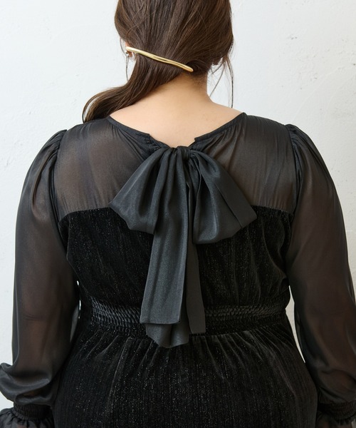 Louiosy(ルオシー)の「【大きいサイズ】シアー切り替えバックリボンマーメイドワンピース(ワンピース・レディース・ブラック系その他2/ブラック系その他/ブルー系その他・3L/X-LARGE/4L)」の9枚目の写真