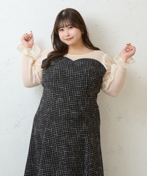 Louiosy(ルオシー)の「【大きいサイズ】シアー切り替えバックリボンマーメイドワンピース(ワンピース・レディース・ブラック系その他2/ブラック系その他/ブルー系その他・3L/X-LARGE/4L)」の15枚目の写真