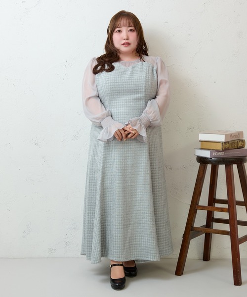 Louiosy(ルオシー)の「【大きいサイズ】シアー切り替えバックリボンマーメイドワンピース(ワンピース・レディース・ブラック系その他2/ブラック系その他/ブルー系その他・3L/X-LARGE/4L)」の22枚目の写真