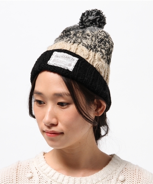 LBC（エルビーシー）の「4-LINE ALAN POMPOM      （ニットキャップ/ビーニー・レディース・オフホワイト/ライトブラウン・ONE SIZE）」の3枚目の写真