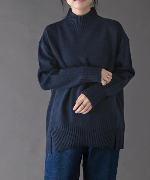 FORK&SPOON(フォークアンドスプーン)の「FORK&SPOON ハイネックロングニット(ニット/セーター・レディース・グレー系その他/ブラウン系その他/ネイビー・1)」の5枚目の写真