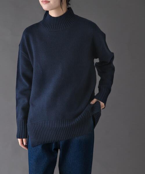 FORK&SPOON(フォークアンドスプーン)の「FORK&SPOON ハイネックロングニット(ニット/セーター・レディース・グレー系その他/ブラウン系その他/ネイビー・1)」の6枚目の写真