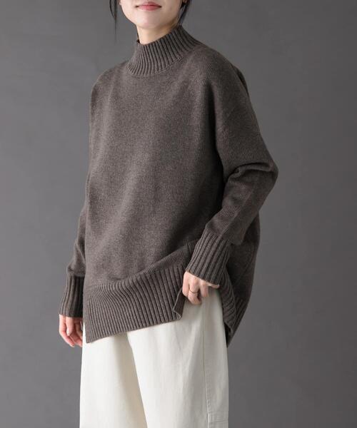 FORK&SPOON(フォークアンドスプーン)の「FORK&SPOON ハイネックロングニット(ニット/セーター・レディース・グレー系その他/ブラウン系その他/ネイビー・1)」の16枚目の写真