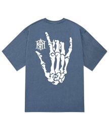 KTPN0095 ハンドスカルピグメント半袖Tシャツ - ブルー