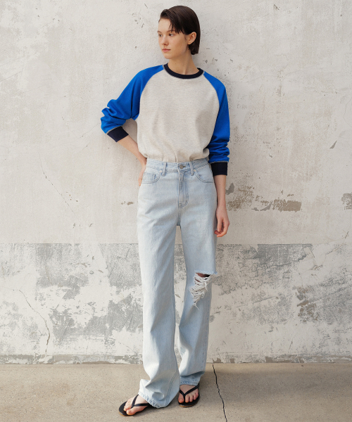 セール】Tate destroyed denim (light blue)（デニムパンツ