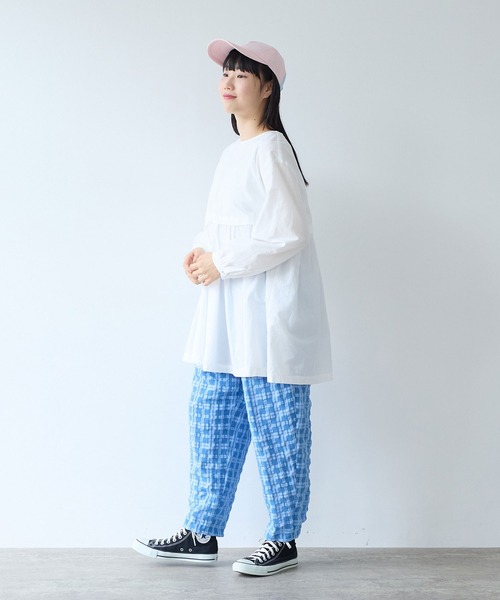 bulle de savon（ビュルデサボン）の「強撚ポプリン 製品染めtunic（シャツ/ブラウス・レディース・ホワイト/ライム・FREE）」の19枚目の写真
