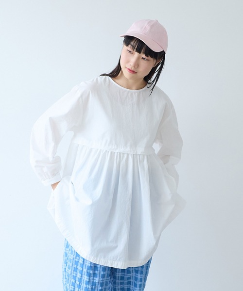 bulle de savon（ビュルデサボン）の「強撚ポプリン 製品染めtunic（シャツ/ブラウス・レディース・ホワイト/ライム・FREE）」の14枚目の写真