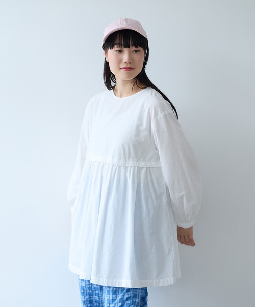 bulle de savon（ビュルデサボン）の「強撚ポプリン 製品染めtunic（シャツ/ブラウス・レディース・ホワイト/ライム・FREE）」の15枚目の写真