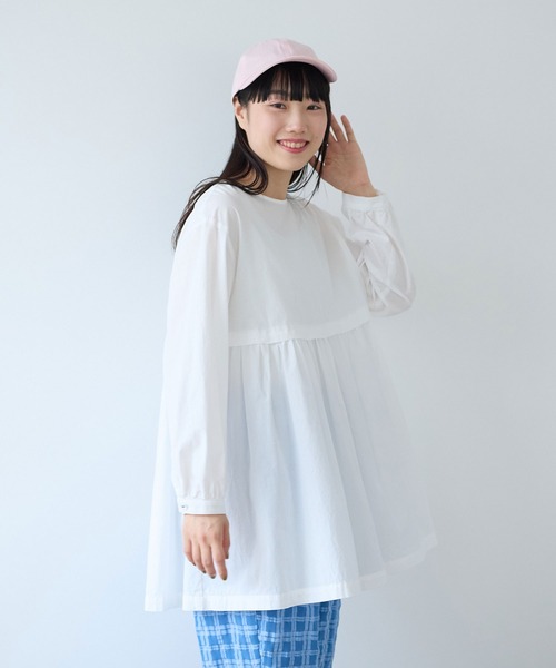 bulle de savon（ビュルデサボン）の「強撚ポプリン 製品染めtunic（シャツ/ブラウス・レディース・ホワイト/ライム・FREE）」の16枚目の写真