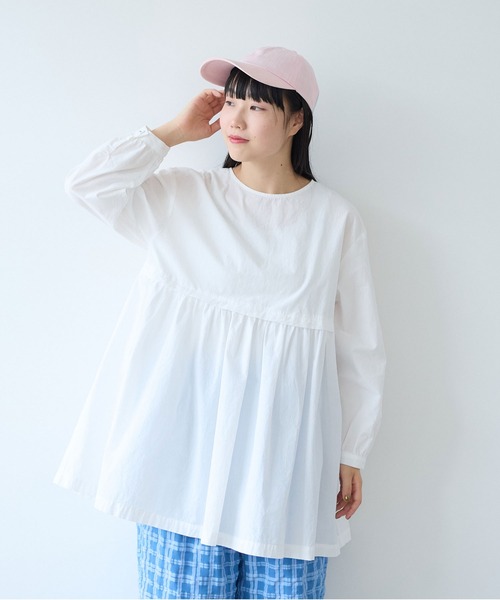 bulle de savon（ビュルデサボン）の「強撚ポプリン 製品染めtunic（シャツ/ブラウス・レディース・ホワイト/ライム・FREE）」の11枚目の写真