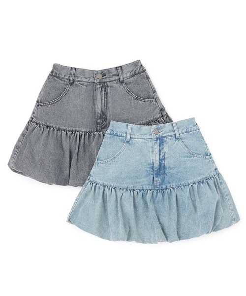 LOVETOXIC（ラブトキシック）の「【LTXC】デニムバルーンスカート（スカート・キッズ・グレー/ブルー・M:150cm/S:140cm/L:160cm/130cm）」の7枚目の写真