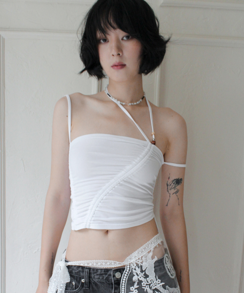 RUBATI(ルバティ)の「シャーリングストラップチューブトップ_ホワイト(Tシャツ/カットソー・レディース・その他・size2/size1)」の4枚目の写真