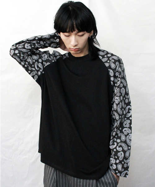 DEMARC(ドゥマーク)の「ボックスフィットラグランスリーブペイズリーTシャツブラック(Tシャツ/カットソー・メンズ・その他・MEDIUM/LARGE)」の3枚目の写真