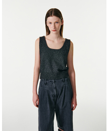 METALLIC SLEEVELESS TOP [DARK GRAY]