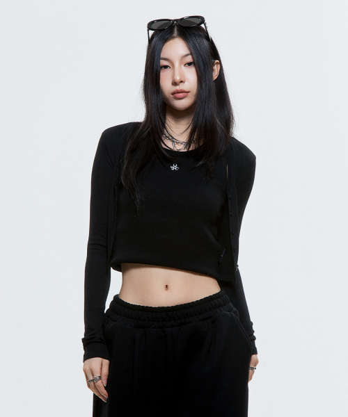 DAUSPICE(ディーオスピス)の「(DUC) V-Neck Crop Cardigan Black(カーディガン/ボレロ・レディース・ブラック・FREE)」の2枚目の写真