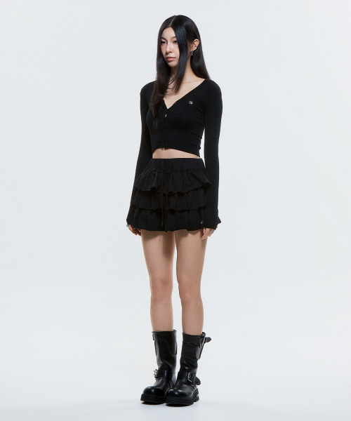 DAUSPICE(ディーオスピス)の「(DUC) V-Neck Crop Cardigan Black(カーディガン/ボレロ・レディース・ブラック・FREE)」の3枚目の写真