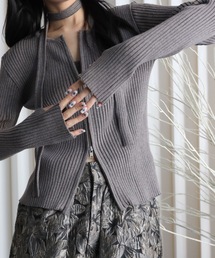 YENNA | リブZIPカーディガン　フィンガーホール付(カーディガン/ボレロ)