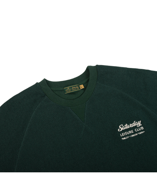 SATURDAY LEISURE CLUB（サタデーレジャークラブ）の「Leisure Reverse Terry Raglan Sweatshirt (Unisex) - British Racing Green（スウェット・レディース・その他・MEDIUM/LARGE/X-LARGE）」の4枚目の写真