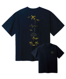 トラベルドローイングオーバーサイズ半袖Tシャツ[ネイビー]