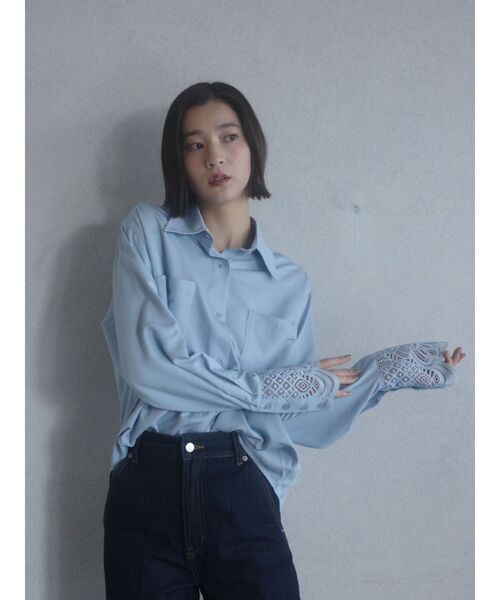 LAGUNAMOON（ラグナムーン）の「レースカフスシャツ（シャツ/ブラウス・レディース・ブルー/インディゴブルー/ホワイト・FREE）」の17枚目の写真