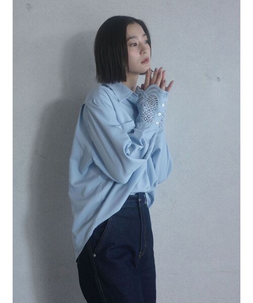 LAGUNAMOON（ラグナムーン）の「レースカフスシャツ（シャツ/ブラウス・レディース・ブルー/インディゴブルー/ホワイト・FREE）」の18枚目の写真