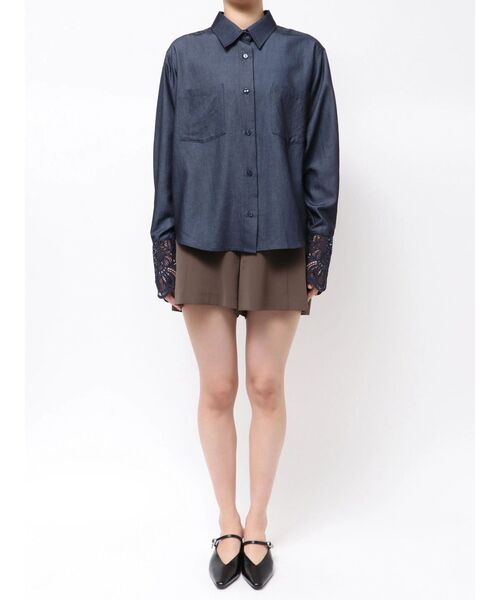 chiisa　LAGUNAMOON レースカフスシャツ ラグナムーン LAGUNAMOON レースカフスシャツ （ホワイト） -靴