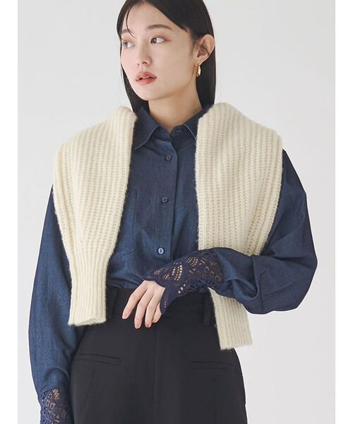 LAGUNAMOON（ラグナムーン）の「レースカフスシャツ（シャツ/ブラウス・レディース・ブルー/インディゴブルー/ホワイト・FREE）」の5枚目の写真