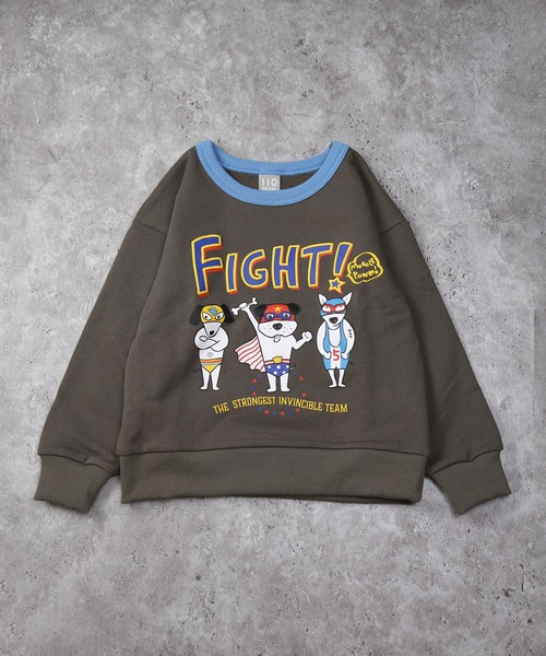 DILASH（ディラッシュ）の「ヒーロー犬プリントトレーナー（裏毛）（スウェット・キッズ・チャコールグレー/オレンジ・130/120/100/90/80/110）」の2枚目の写真