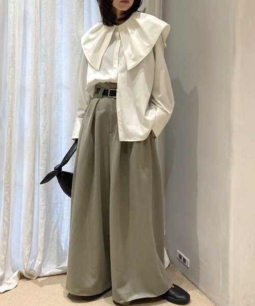 ハイウエストタックワイドパンツ（スラックス）｜STYLEMIXER（スタイル