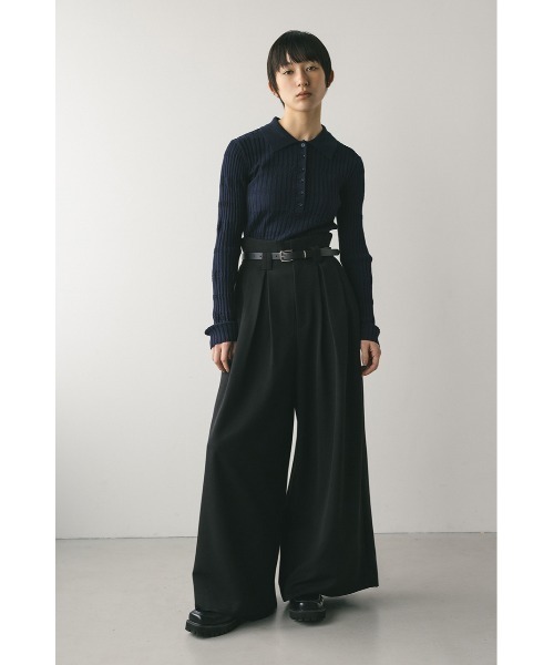STYLEMIXER(スタイルミキサー)の「ハイウエストタックワイドパンツ(スラックス・レディース・イエロー/ブラック/ライトベージュ・SMALL/MEDIUM)」の4枚目の写真