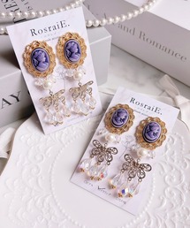 【RosraiE】レディカメオレース シャンデリア ロング イヤリング(MA)