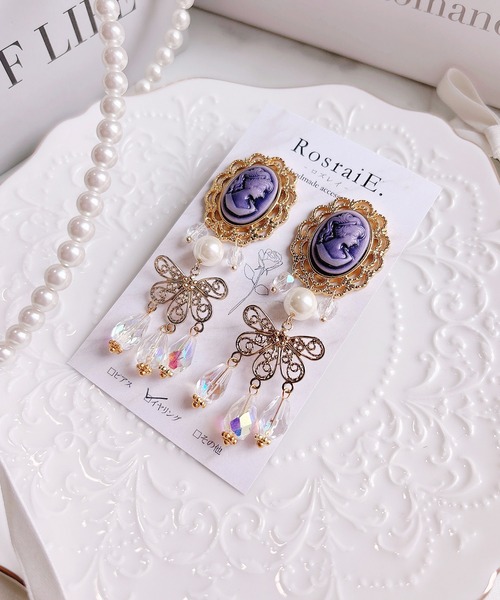 tone(トーン)の「【RosraiE】レディカメオレース シャンデリア ロング イヤリング(MA)(イヤリング・レディース・ゴールド・FREE)」の2枚目の写真