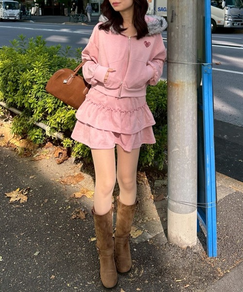 Another Branch olive des olive（アナザーブランチオリーブデオリーブ）の「[SETUP]ピグメント風スウェットティアードSK（スカート・レディース・チャコールグレー/ピンク/ネイビー・FREE）」の11枚目の写真