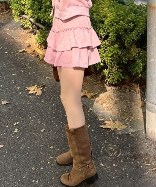 Another Branch olive des olive（アナザーブランチオリーブデオリーブ）の「[SETUP]ピグメント風スウェットティアードSK（スカート・レディース・チャコールグレー/ピンク/ネイビー・FREE）」の7枚目の写真