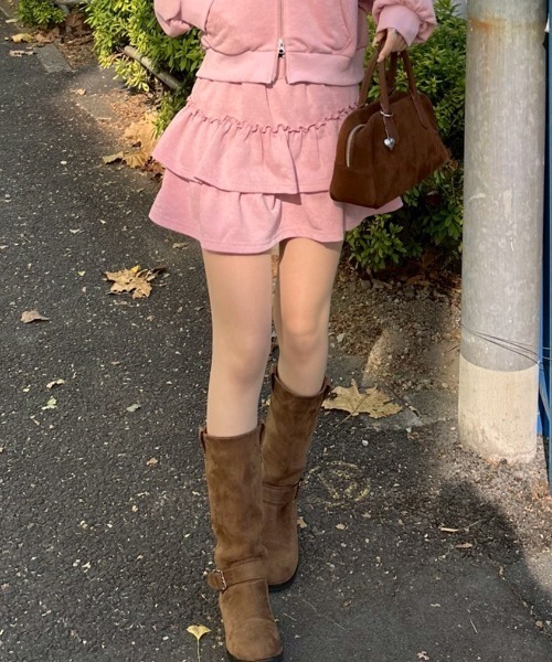 Another Branch olive des olive（アナザーブランチオリーブデオリーブ）の「[SETUP]ピグメント風スウェットティアードSK（スカート・レディース・チャコールグレー/ピンク/ネイビー・FREE）」の6枚目の写真