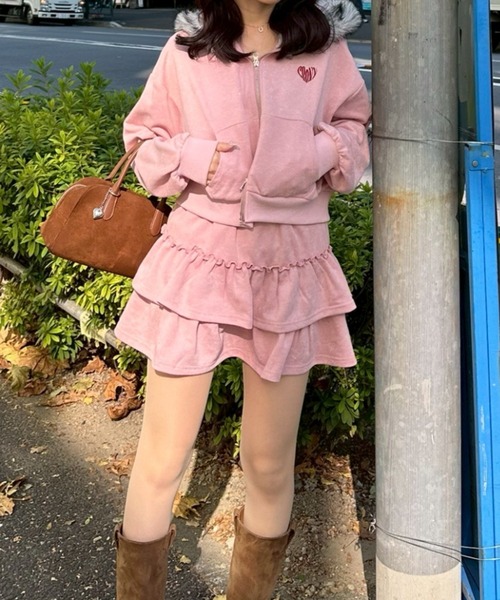 Another Branch olive des olive（アナザーブランチオリーブデオリーブ）の「[SETUP]ピグメント風スウェットティアードSK（スカート・レディース・チャコールグレー/ピンク/ネイビー・FREE）」の8枚目の写真