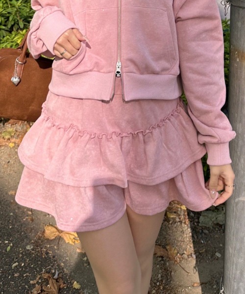 Another Branch olive des olive（アナザーブランチオリーブデオリーブ）の「[SETUP]ピグメント風スウェットティアードSK（スカート・レディース・チャコールグレー/ピンク/ネイビー・FREE）」の5枚目の写真